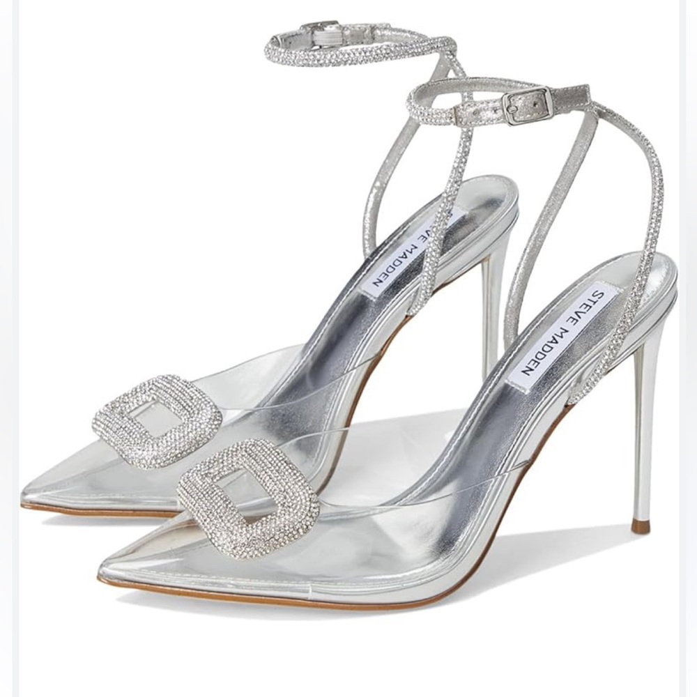 Steve Madden Vienna Pump Clear Silver Sz 8M